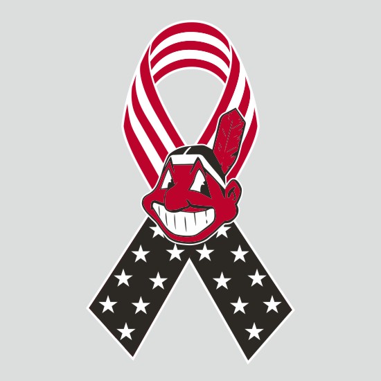 Cleveland Indians Ribbon American Flag logo vinyl decal